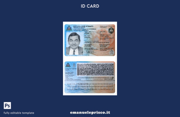 modello di documento di identità Haiti in stile verificato